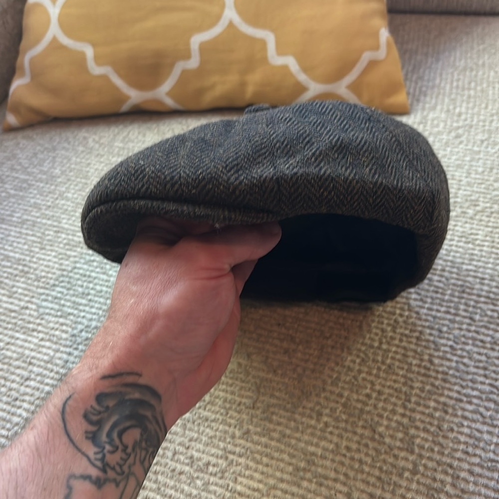 Voboom Men's Herringbone Wool Blend Flat Ivy Newsboy Hat